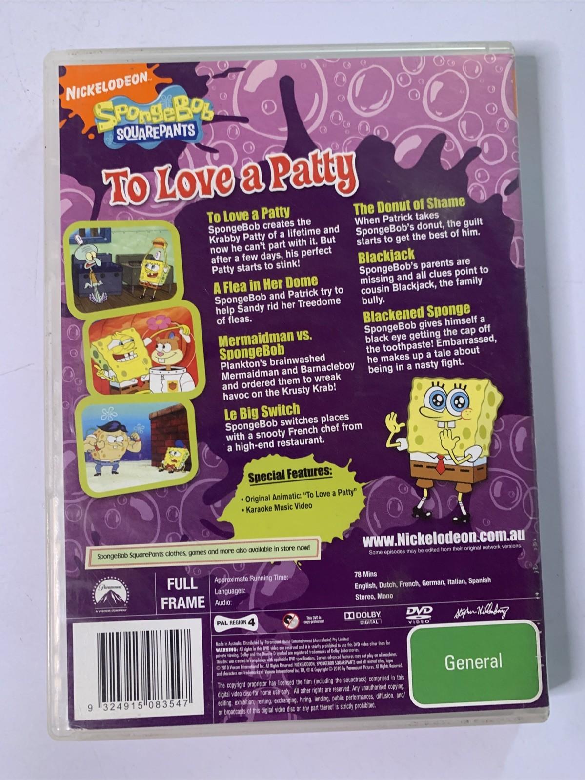 SpongeBob SquarePants : To Love A Patty (DVD, 2009) Nickelodeon Region 4