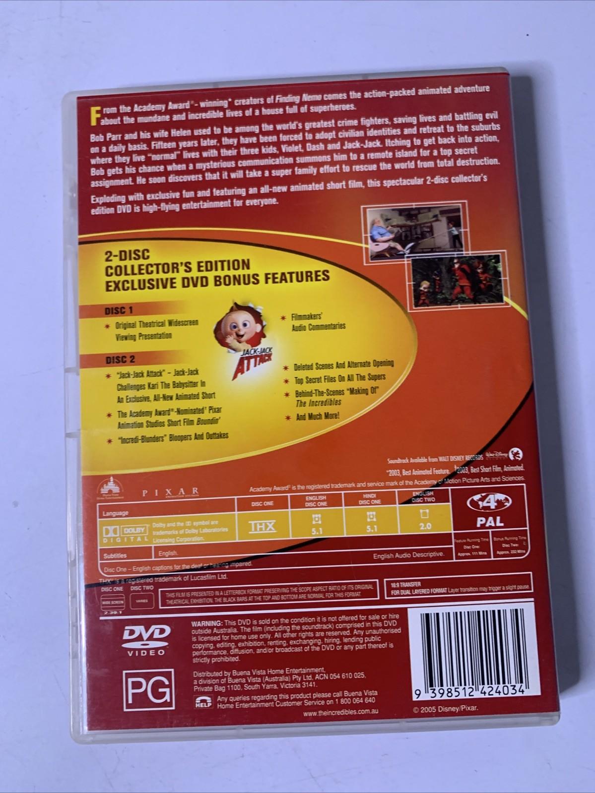 The Incredibles Pixar (DVD, 2004) Disney Animation Region 4