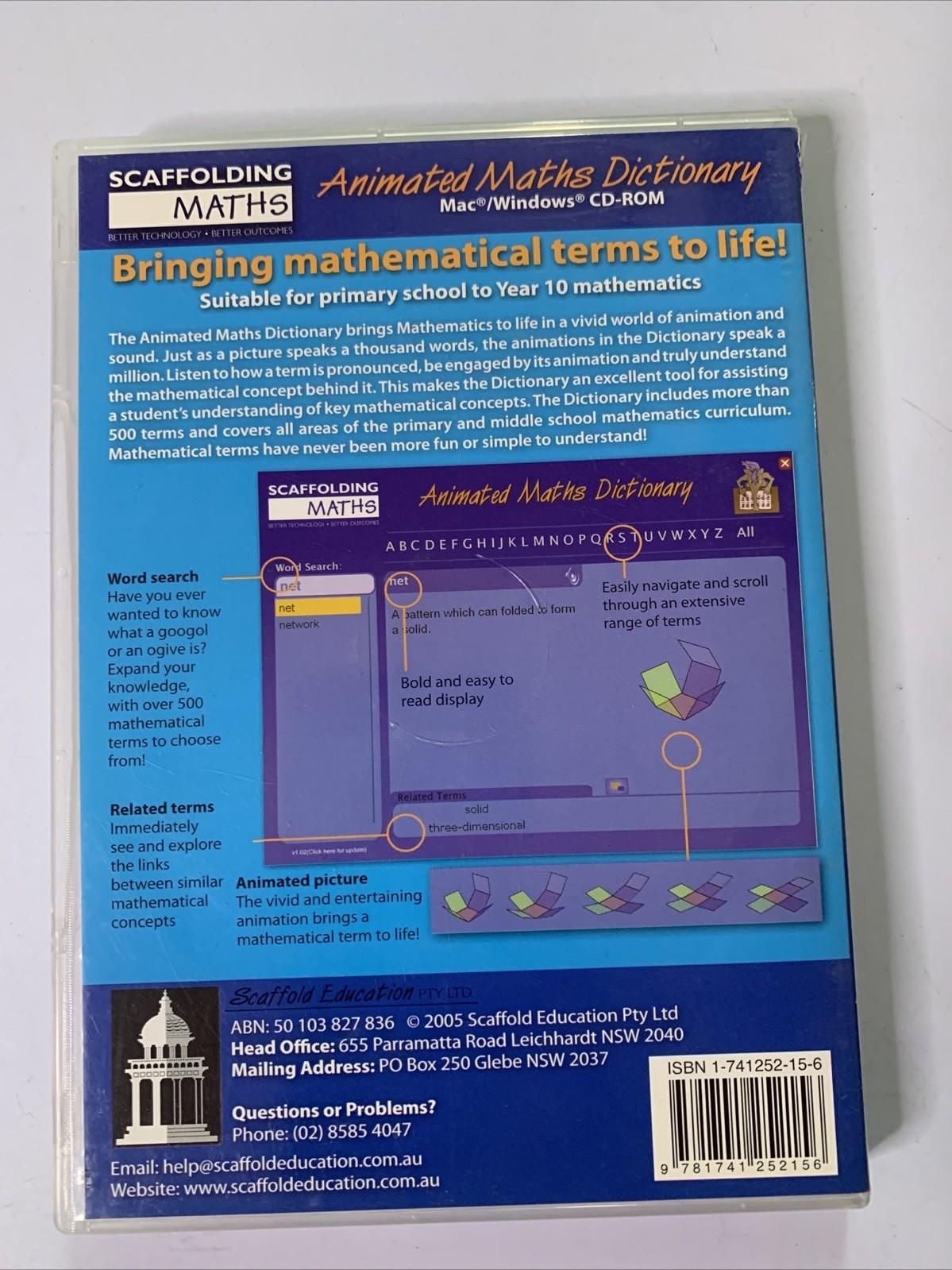 Animated Maths Dictionary PC Windows Mac CD-ROM Educational Software
