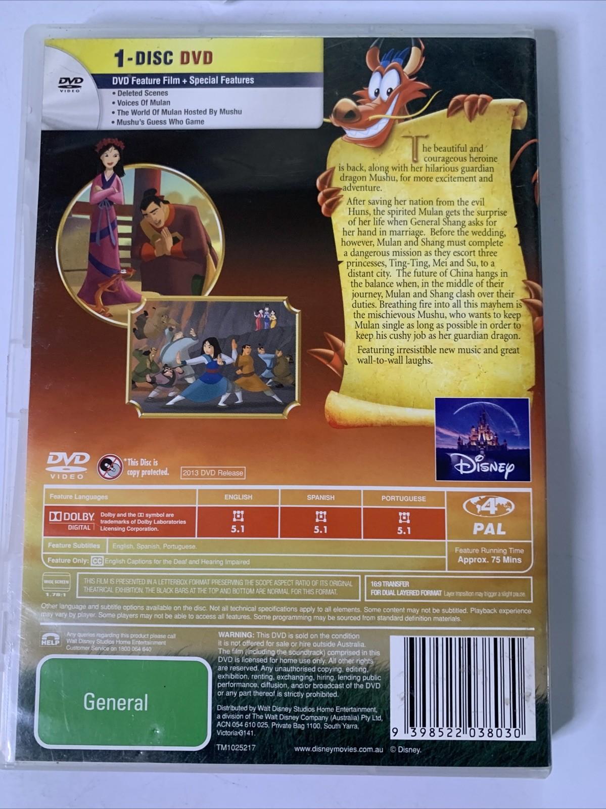 Mulan II (DVD, 2004) Disney Animation Region 4
