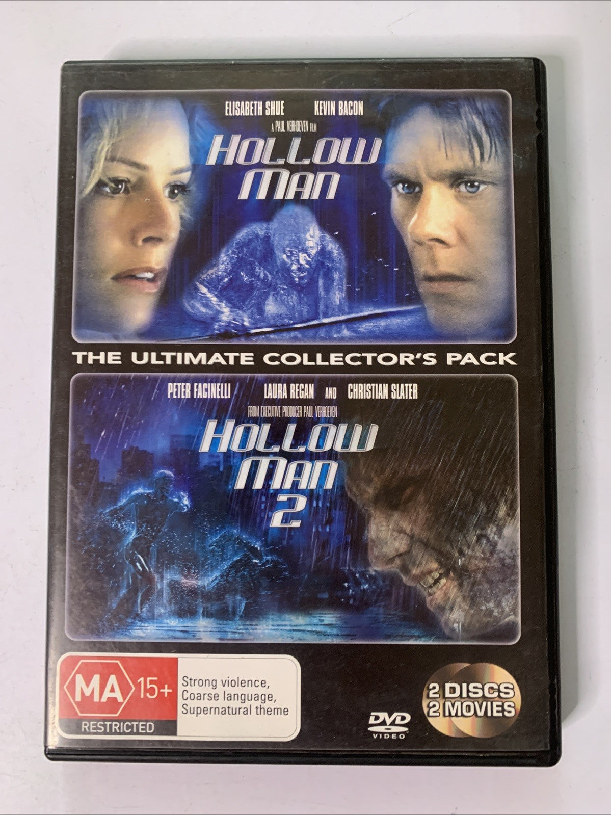 Hollow Man 1 & 2 (DVD, 2000, 2-Discs) Kevin Bacon, Elisabath Shue Region 4