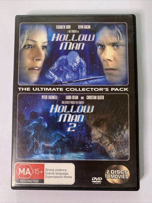 Hollow Man 1 & 2 (DVD, 2000, 2-Discs) Kevin Bacon, Elisabath Shue Region 4