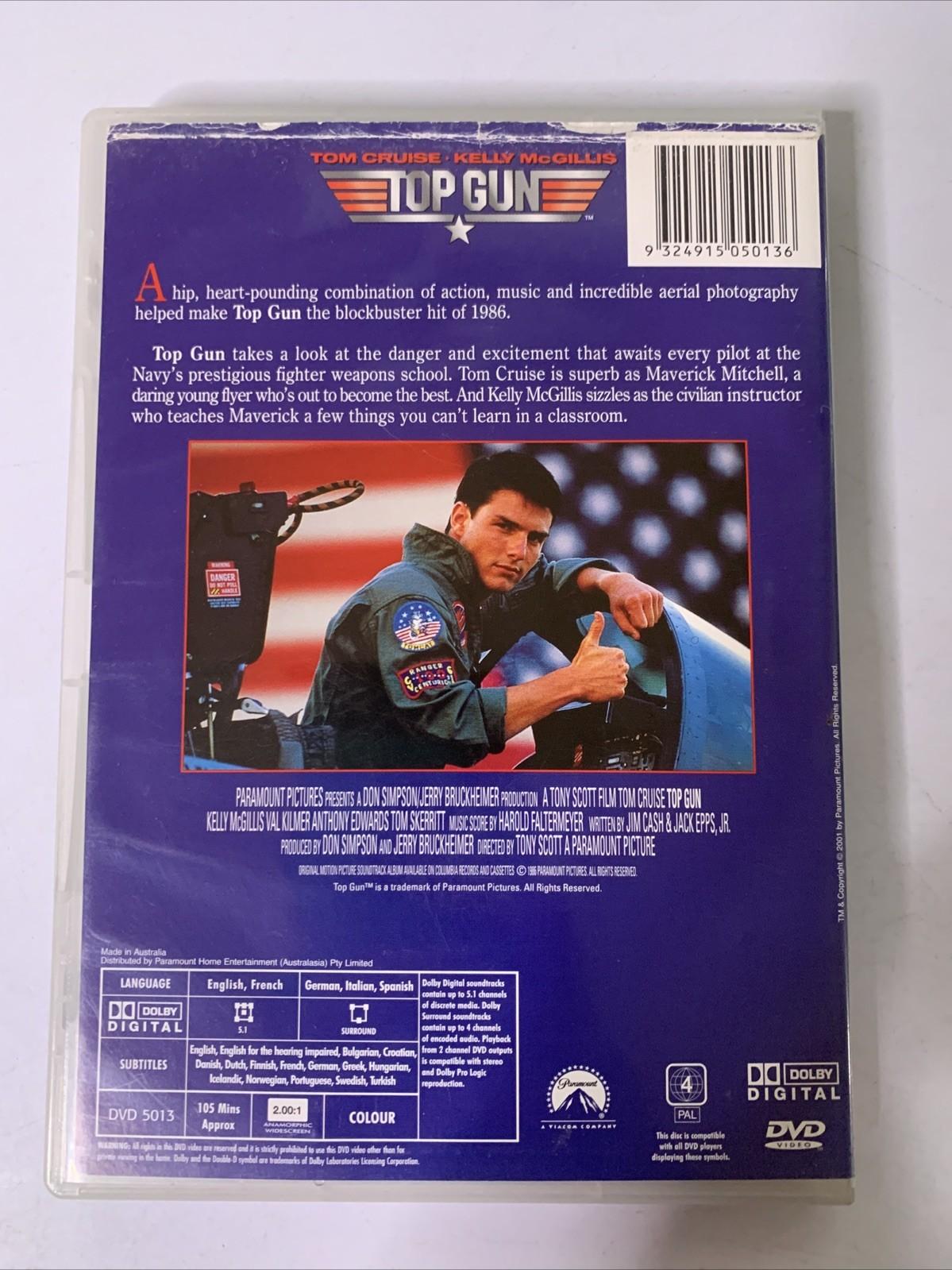Top Gun (DVD, 1986) Tom Cruise, Meg Ryan, Val Kilmer, Kelly Mcgillis Region 4