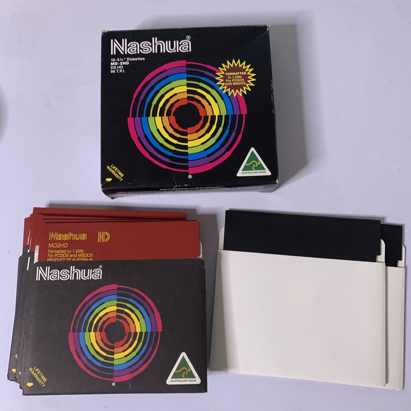 Nashua 12x 5.25" 1.2Mb Floppy Diskettes MD-2HD
