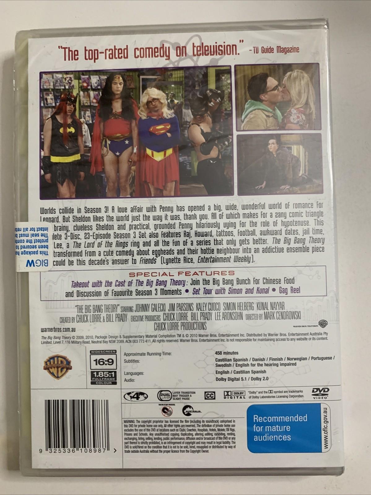 The Big Bang Theory : Season 3 (DVD, 2010) Region 4 NEW Sealed