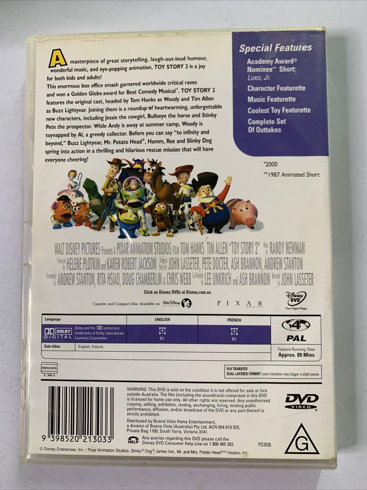 Toy Story 2 (DVD, 1999) Pixar Animation Film Region 4