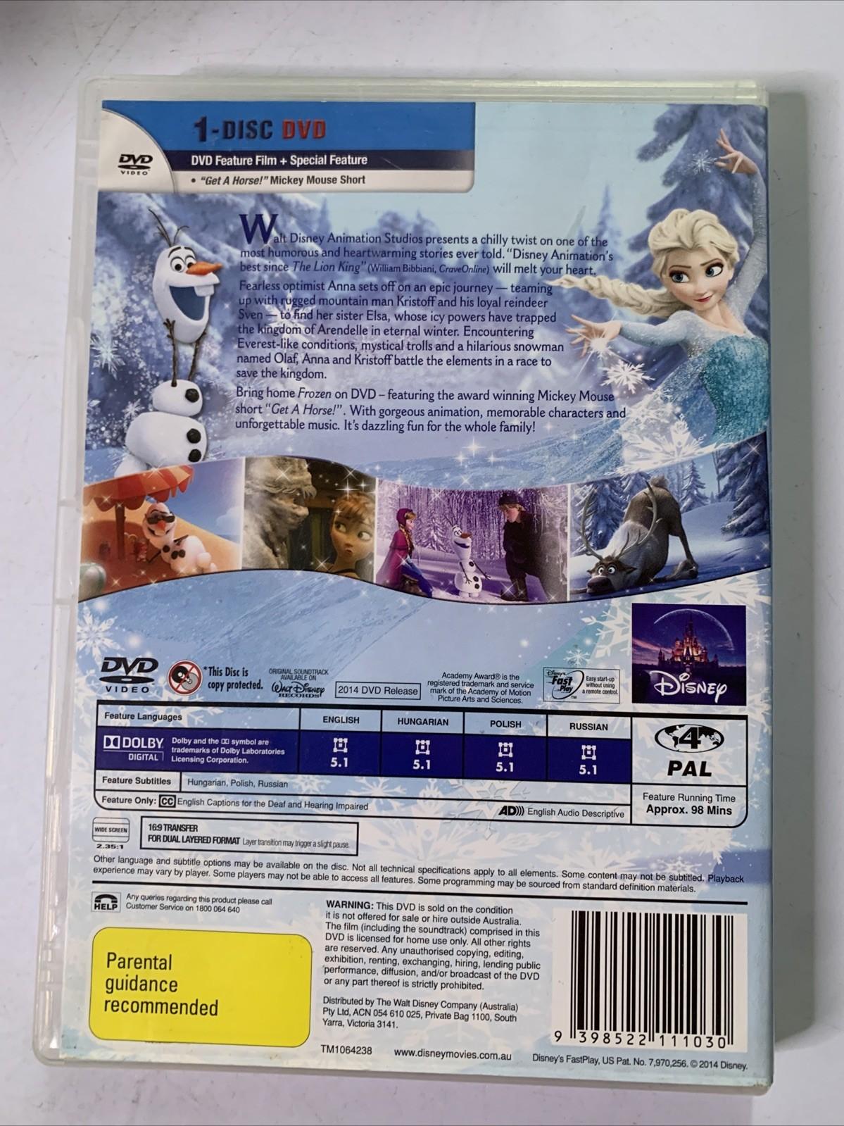 Frozen (DVD, 2013) Disney Animation Film Region 4