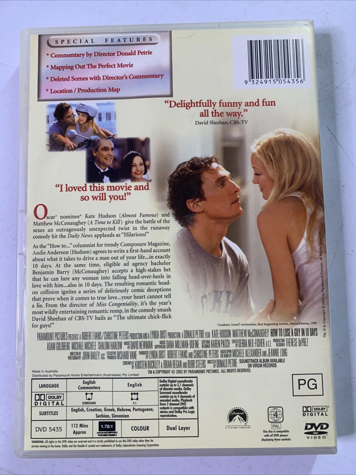 How To Lose A Guy In 10 Days (DVD, 2002) Kate Hudson, Matthew McConaughey