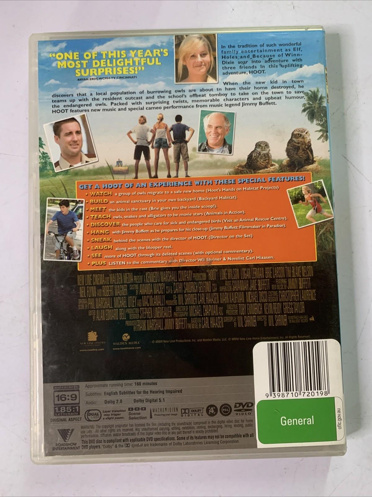 Hoot (DVD, 2006) Logan Lerman, Luke Wilson, Cody Linley, Brie Larson Region 4