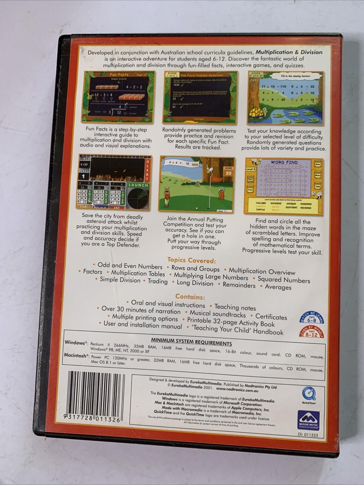 Multiplication & Division Ages 6-12 PC & MAC CD-ROM 2001 Educational Game