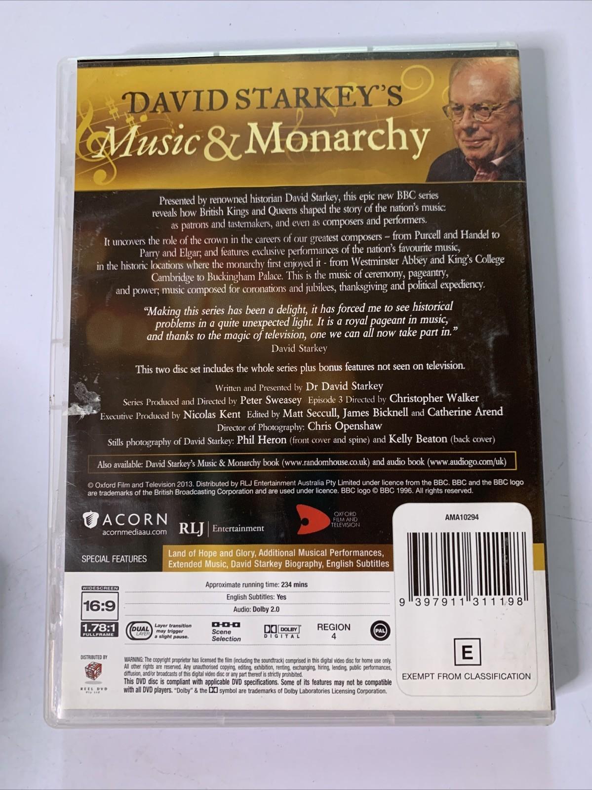 David Manarchy David Starkey's Music & Monarchy (DVD, 2013, 2-Discs) Region 4 – Retro Unit