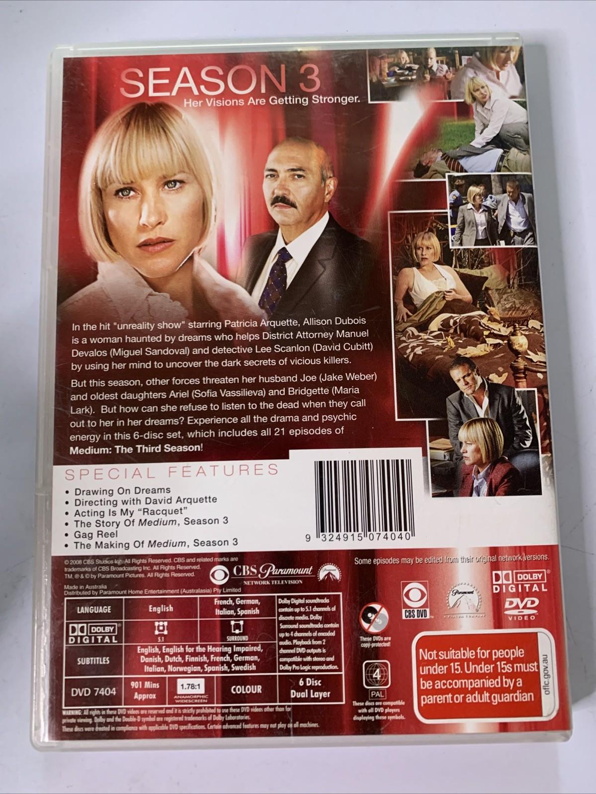 Medium : Season 3 (DVD, 2006, 6-Discs) Patricia Arquette  Region 4