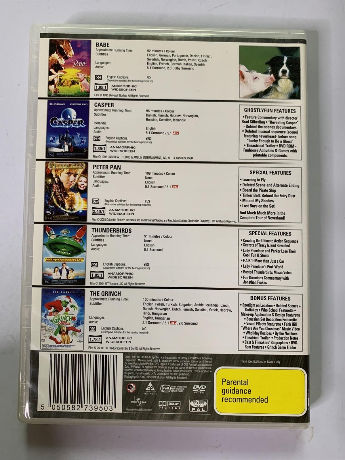 Babe / Casper / Peter Pan / Thunderbirds / The Grinch Stole Christmas DVD