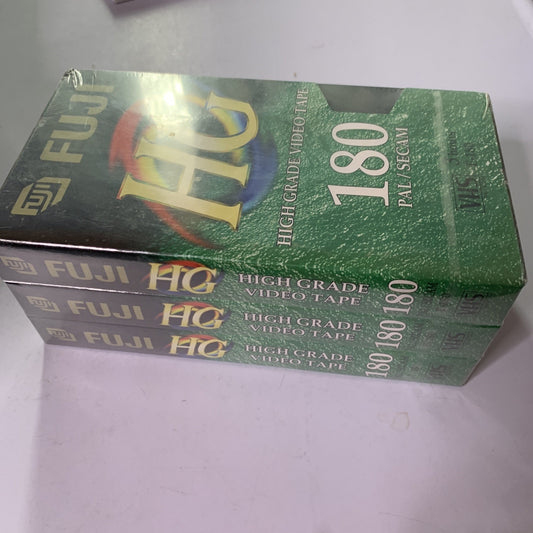 3x FUJI High Grade VHS Video Cassette Tape Blank 180mins BRAND NEW Sealed