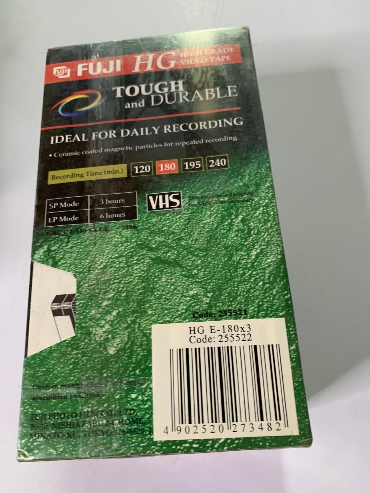 3x FUJI High Grade VHS Video Cassette Tape Blank 180mins BRAND NEW Sealed