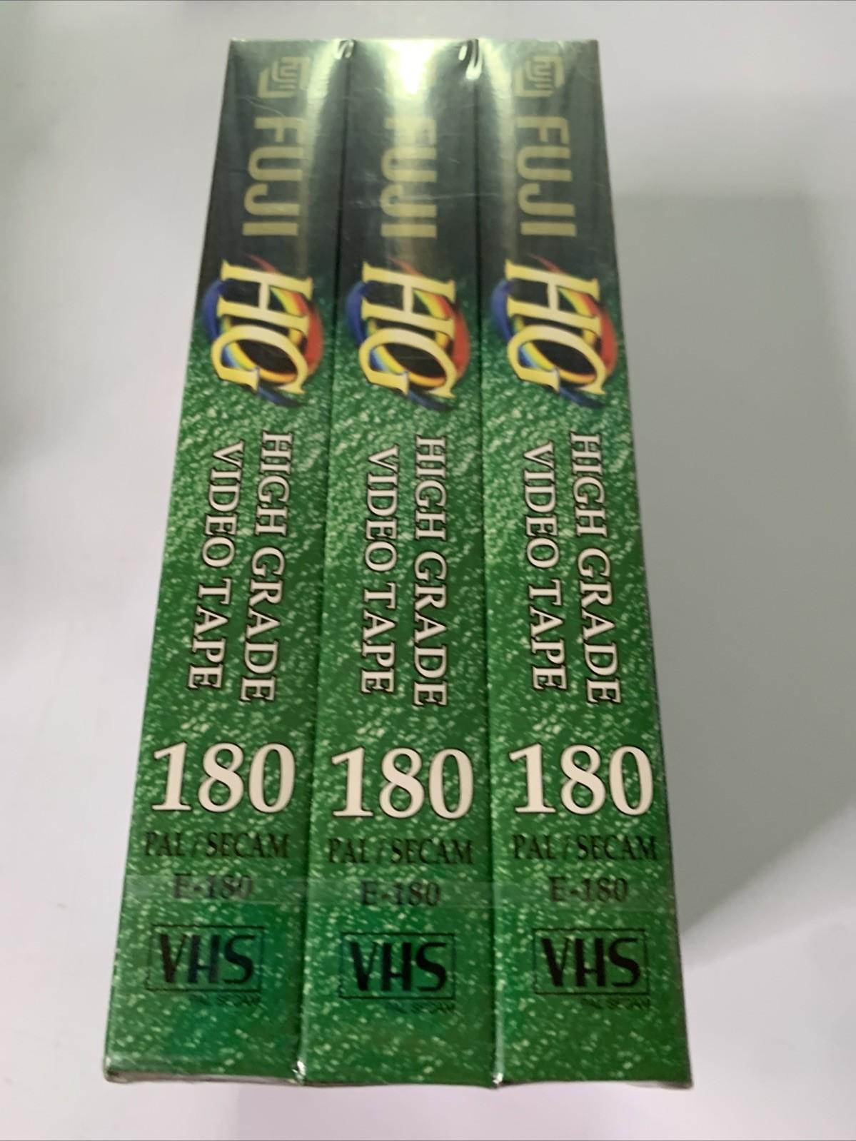 3x FUJI High Grade VHS Video Cassette Tape Blank 180mins BRAND NEW Sealed