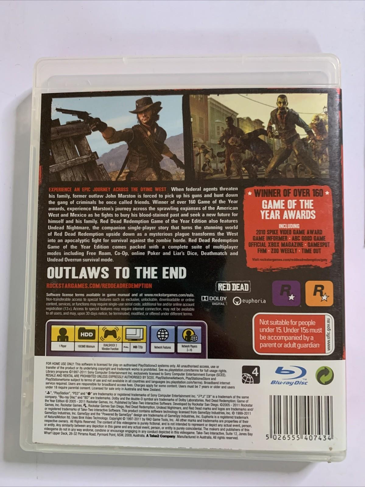 Red Dead Redemption Game Of The Year Edition PS3 PlayStation 3 Rockstar Game