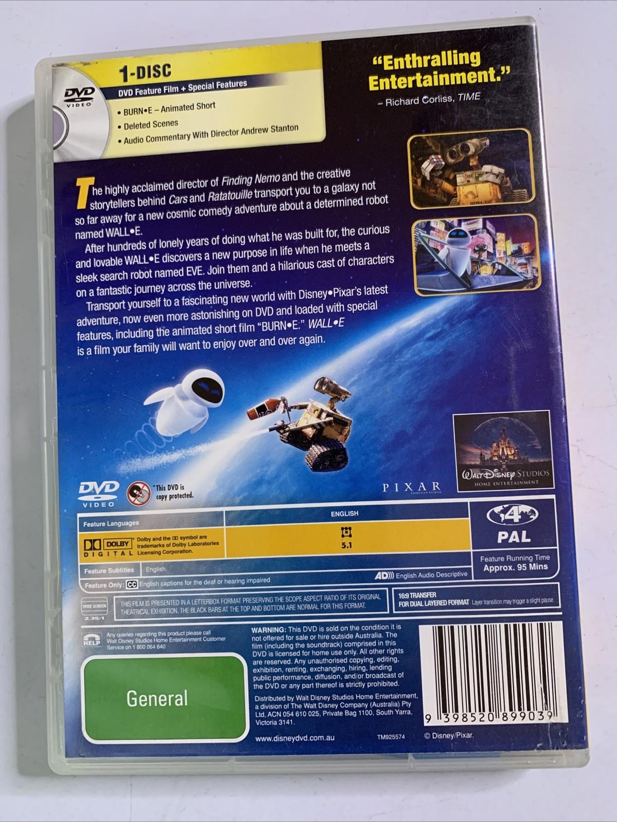 Wall-E  (DVD, 2008) Disney Pixar Film  Region 4