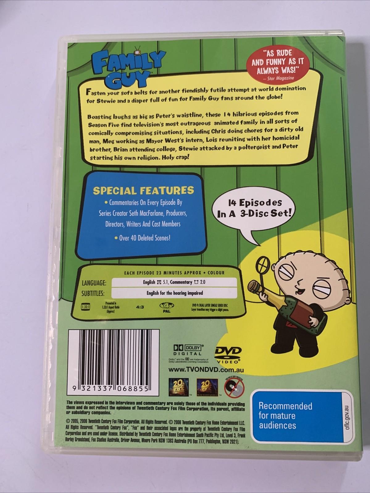 Family Guy : Season 5 (DVD, 2006, 3-Discs) Region 4