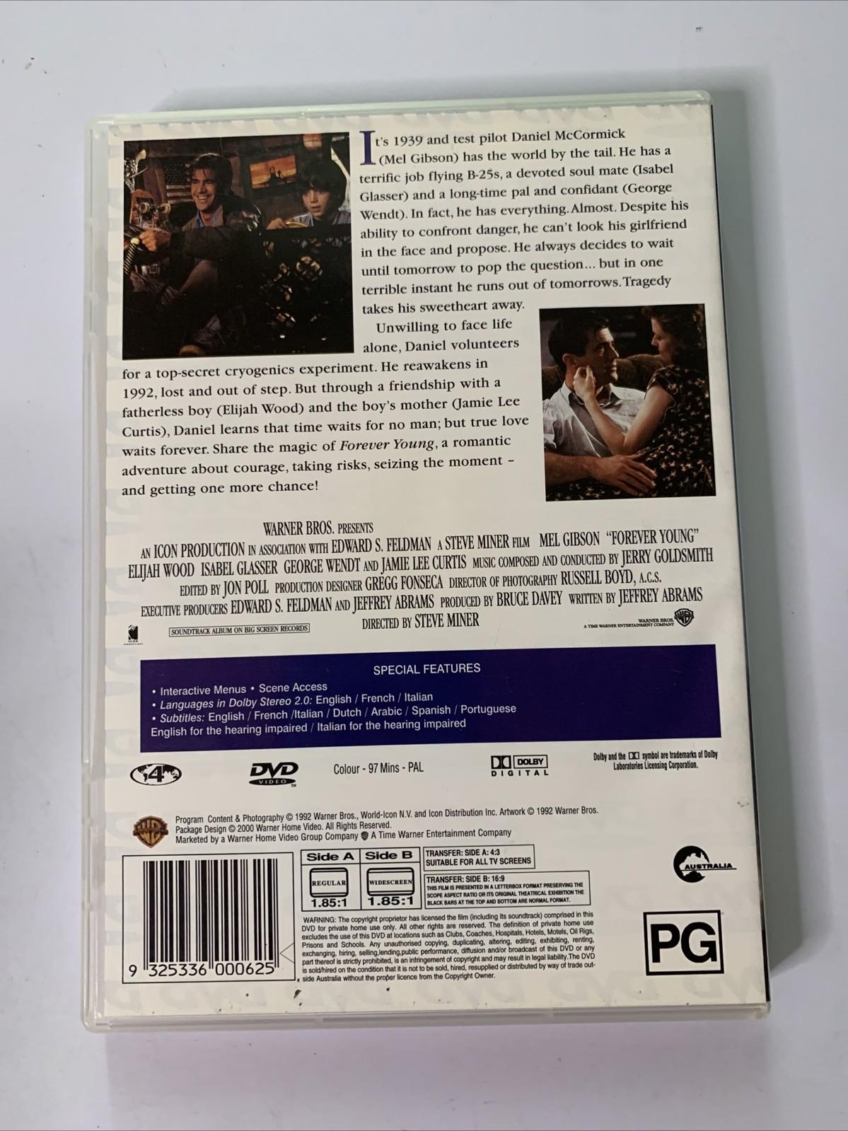 Forever Young (DVD, 1992) Mel Gibson, Elijah Wood, Jamie Lee Curtis Region 4