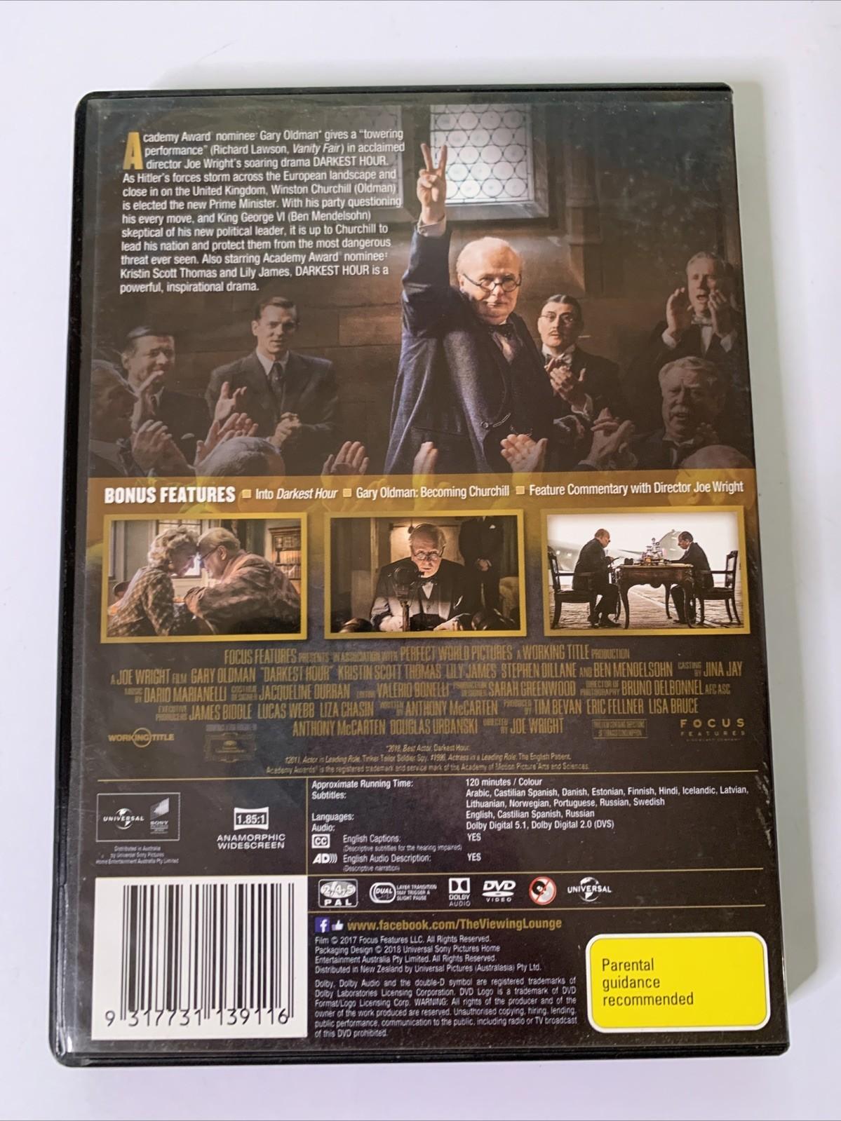 Darkest Hour (DVD, 2017) Winston Churchill Film Gary Oldman Region 4 &2