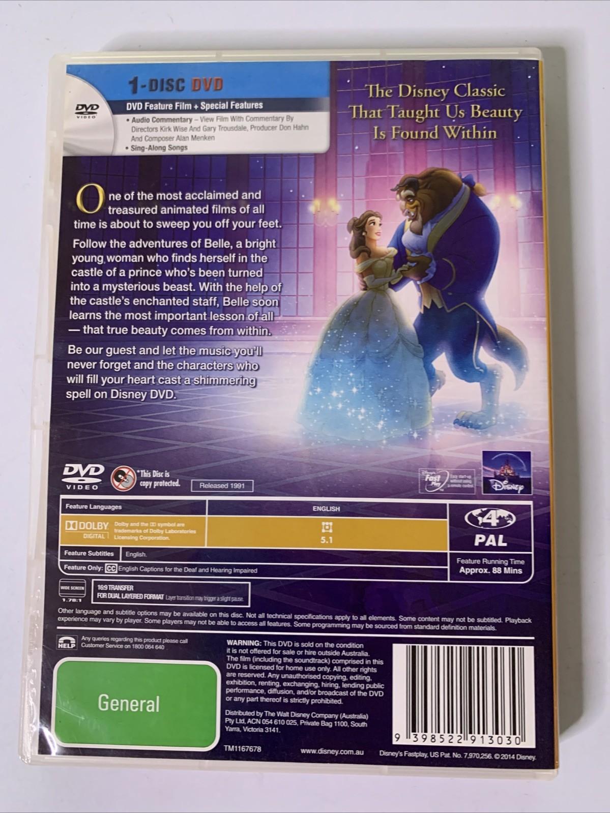 Beauty And The Beast (DVD, 1991) Disney Animated Film Classic Region 4
