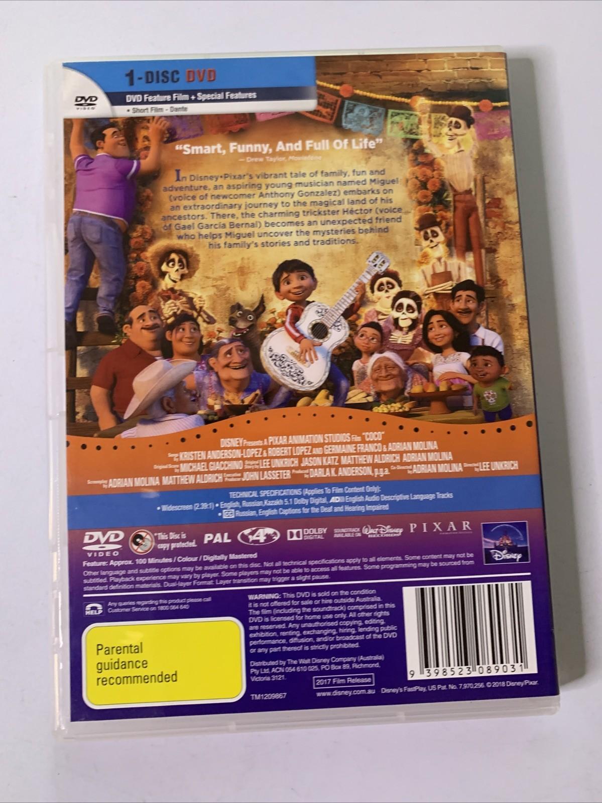 Coco (DVD, 2017) Disney Pixar Animated Film Region 4