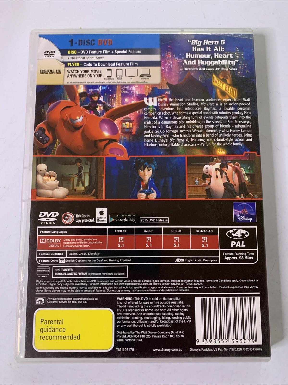 Big Hero 6 (DVD, 2014) Animated Film Disney Region 4