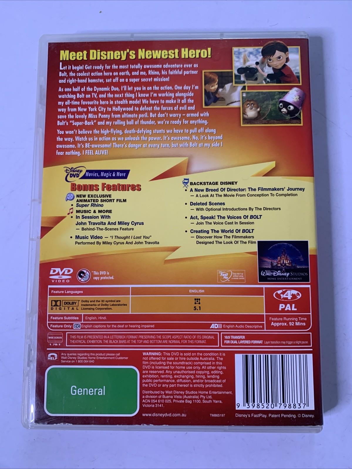 Bolt (DVD, 2008) Animated Film Disney Region 4