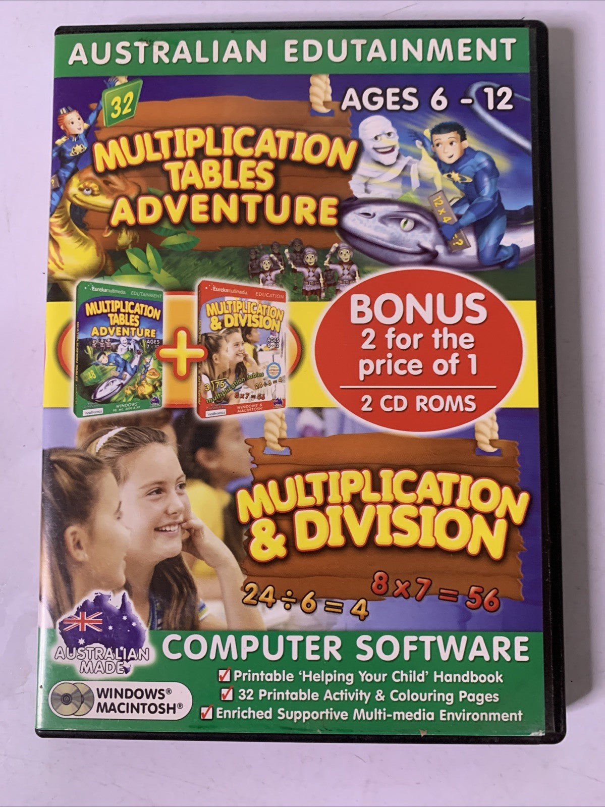Multiplication Tables Adventure / Multiplication & Division PC CD-ROM Education