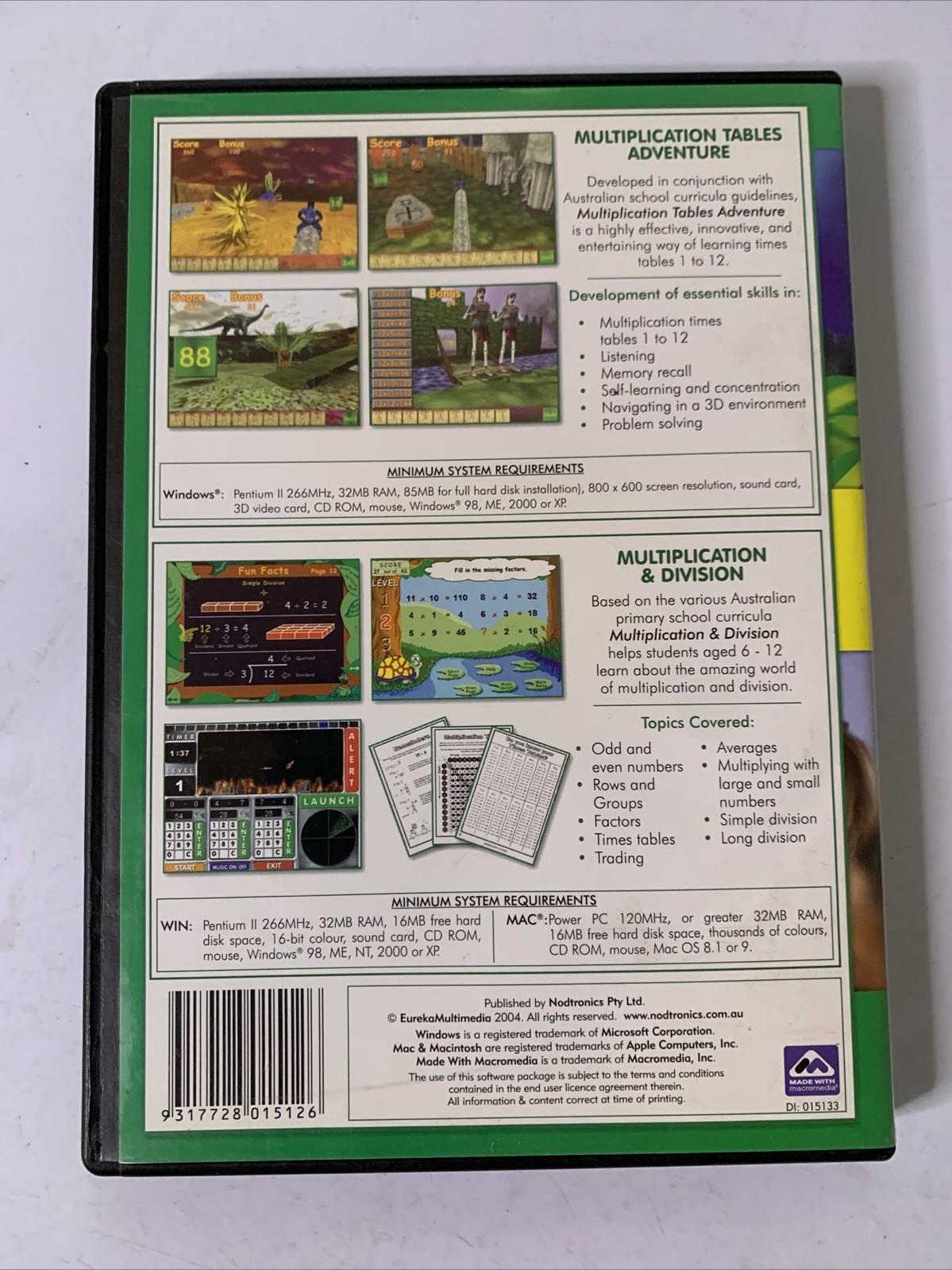 Multiplication Tables Adventure / Multiplication & Division PC CD-ROM Education