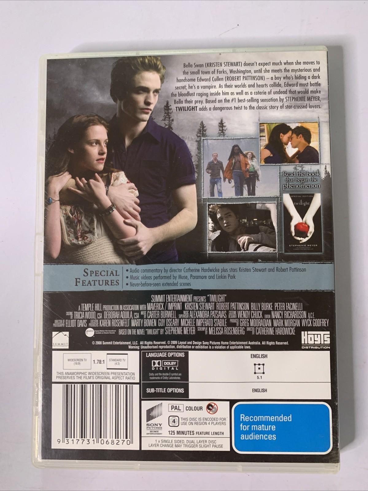 Twilight (DVD, 2008) Kristen Stewart, Robert Pattinson Region 4