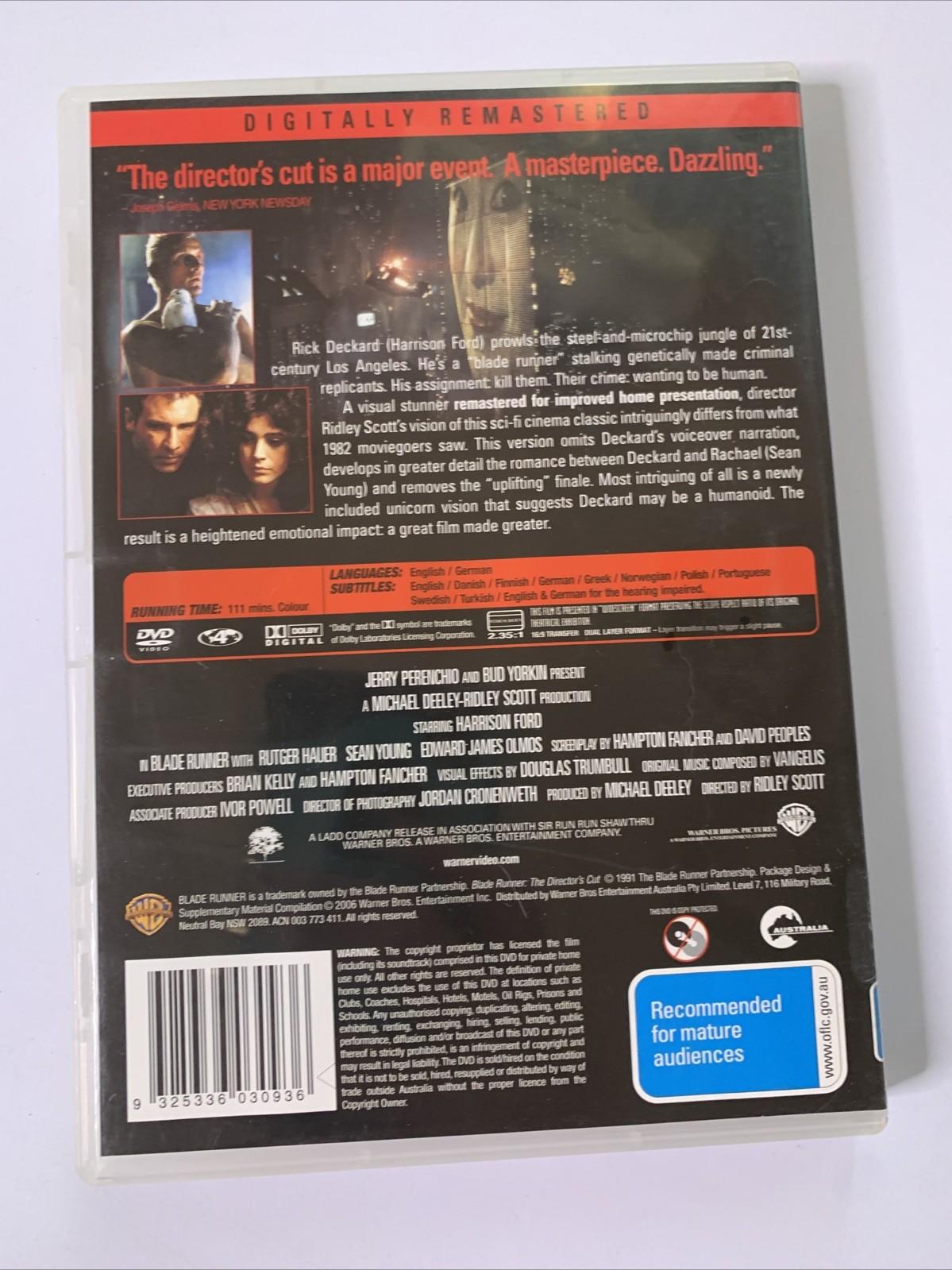 Blade Runner (The Director's Cut, DVD, 1992) Harrison Ford Region 4
