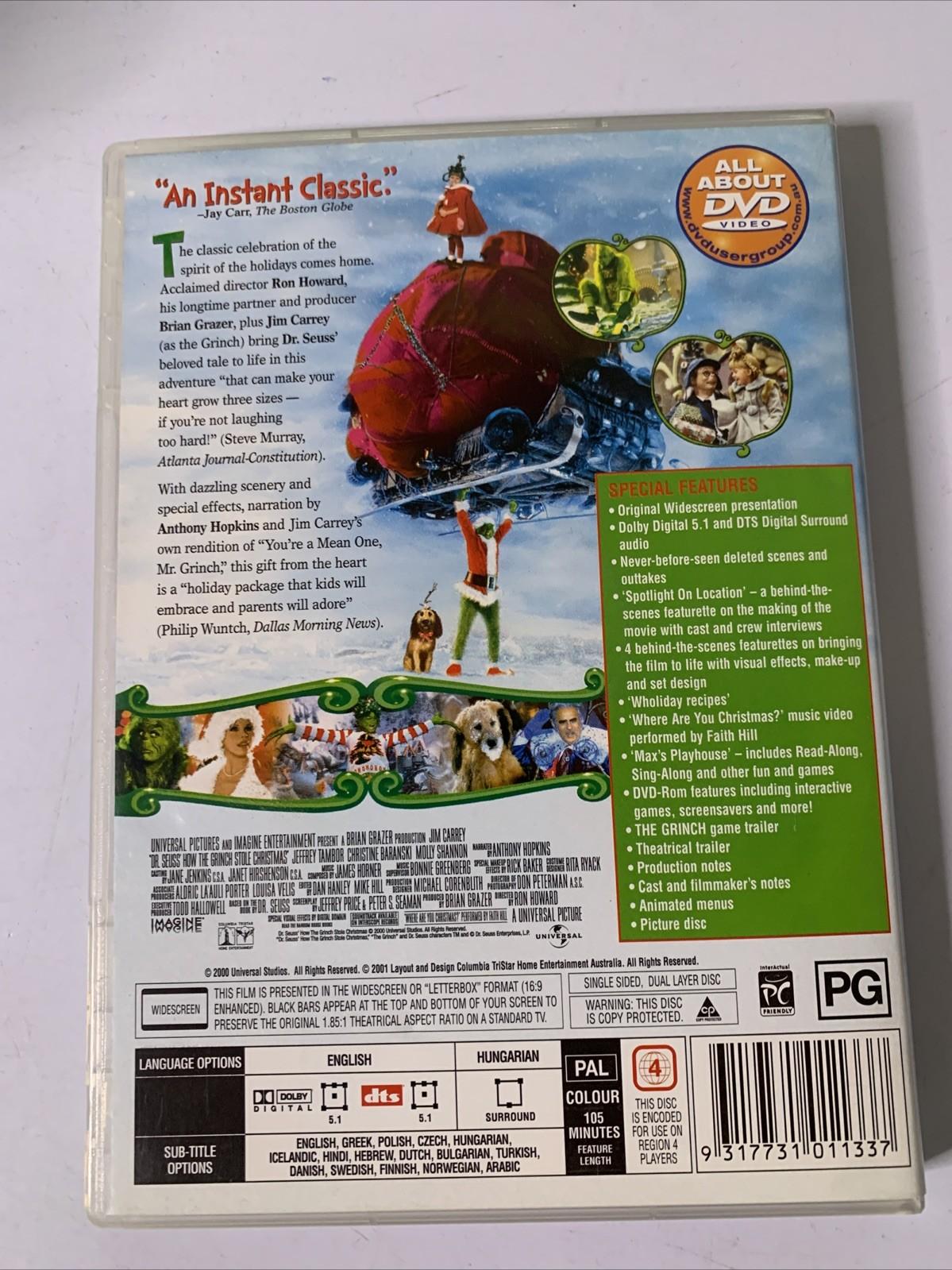 The Grinch (DVD, 2000) Jim Carrey, Anthony Hopkins Region 4