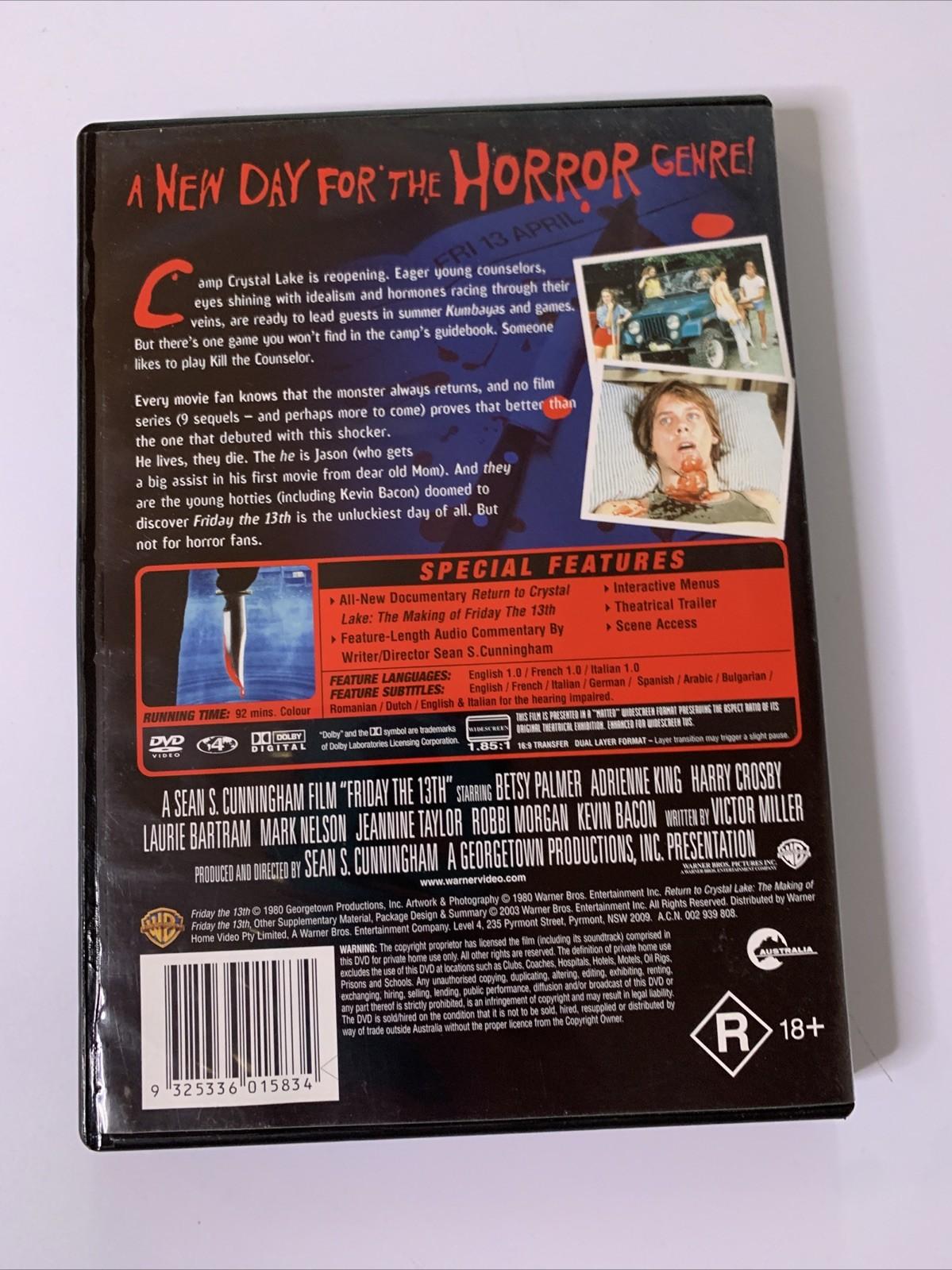 Friday The 13th (DVD, 1980) Kevin Bacon Horror Region 4