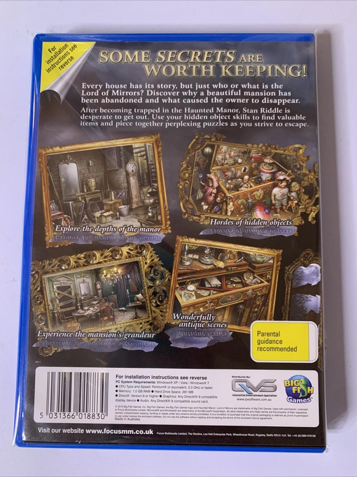 Haunted Manor: Lord Of Mirrors PC CD-ROM Windows Hidden Object Game NEW