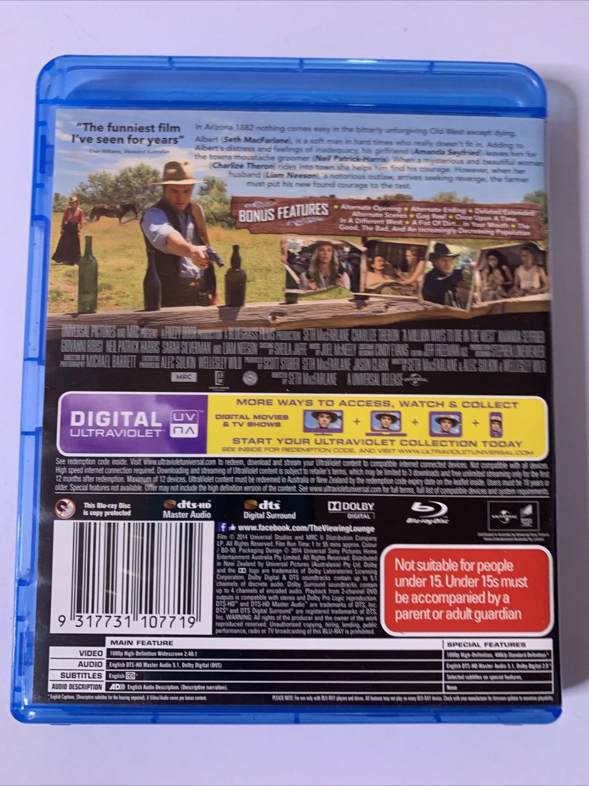 A Million Ways To Die In The West (Blu-ray, 2014) Seth Macfarlane, Liam Neeson