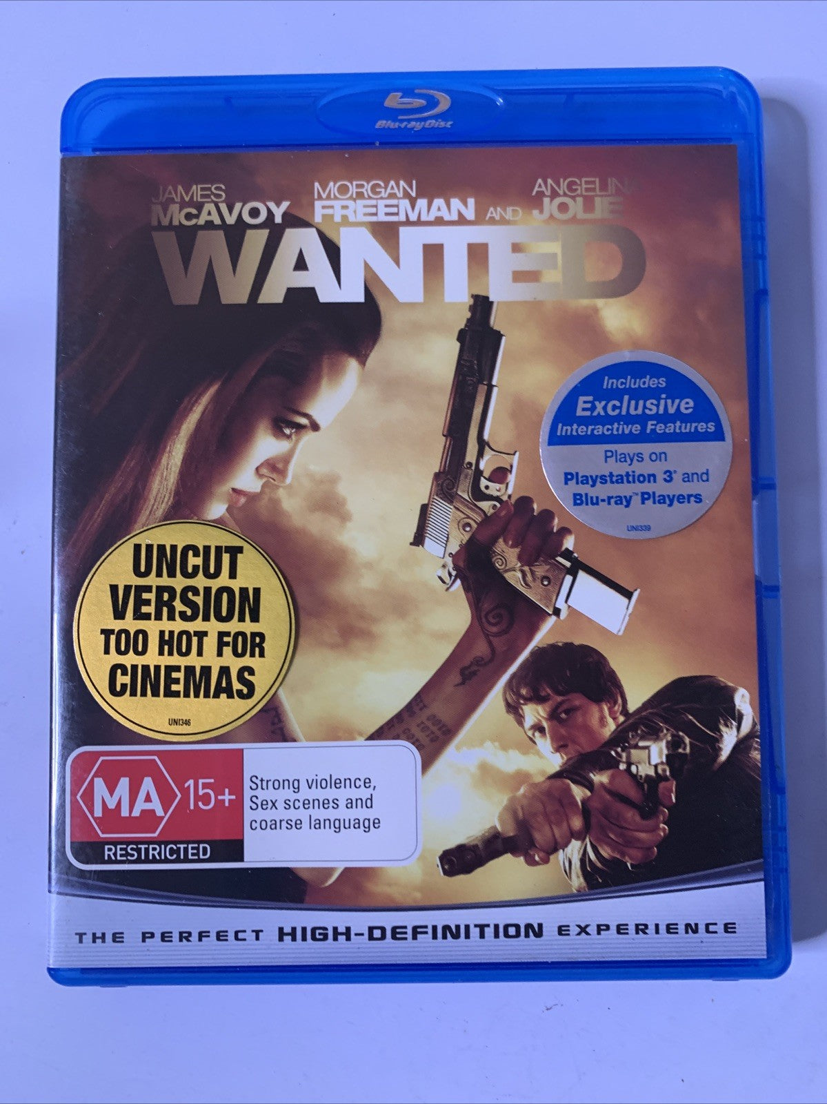 Wanted (Blu-ray, 2008) Angelina Jolie, James McAvoy, Morgan Freeman Region B