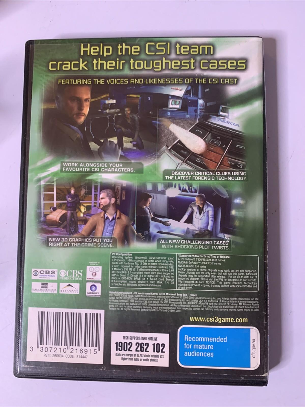 CSI: 3 Dimensions Of Murder PC DVD Windows Detective Game Complete