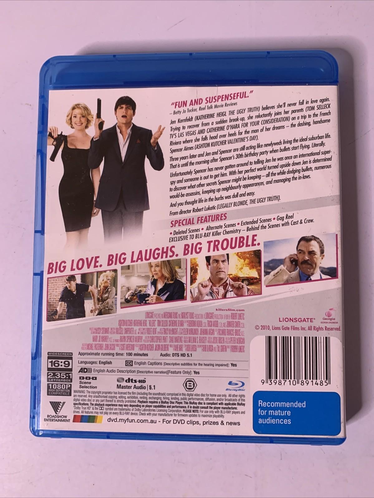 Killers (Blu-ray, 2010) Katherine Heigl, Ashton Kutcher, Tom Selleck Region B