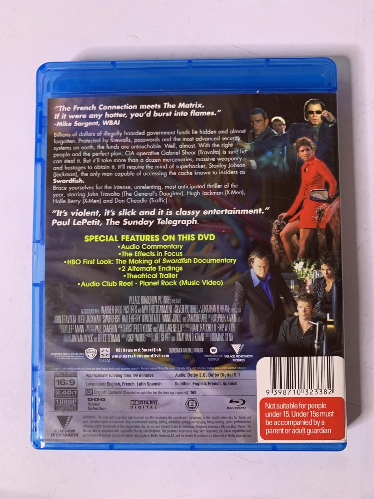 Swordfish (Blu-ray, 2001) Halle Berry, Hugh Jackman, John Travolta Region B