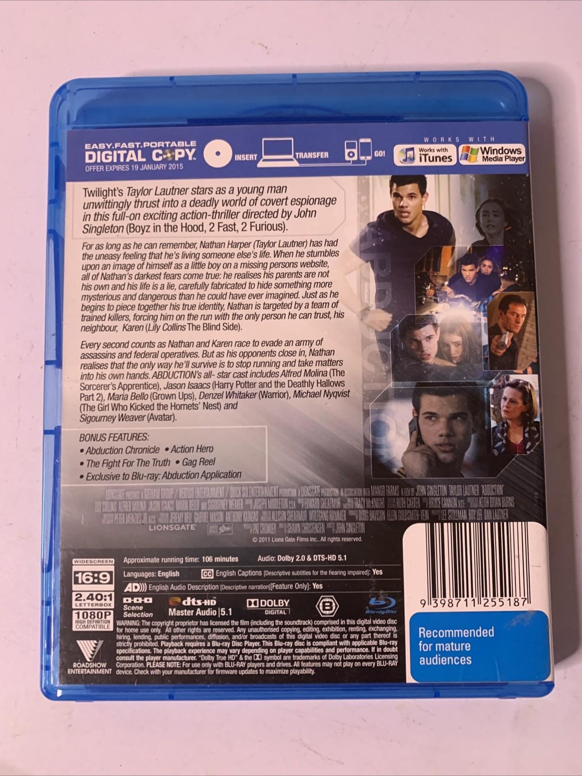 Abduction (Blu-ray, 2011) Taylor Lautner, Lily Collins Region B