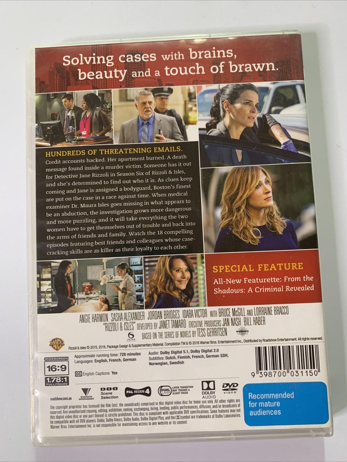 Rizzoli & Isles : Season 6 (DVD, 2015, 4-Discs) Region 4