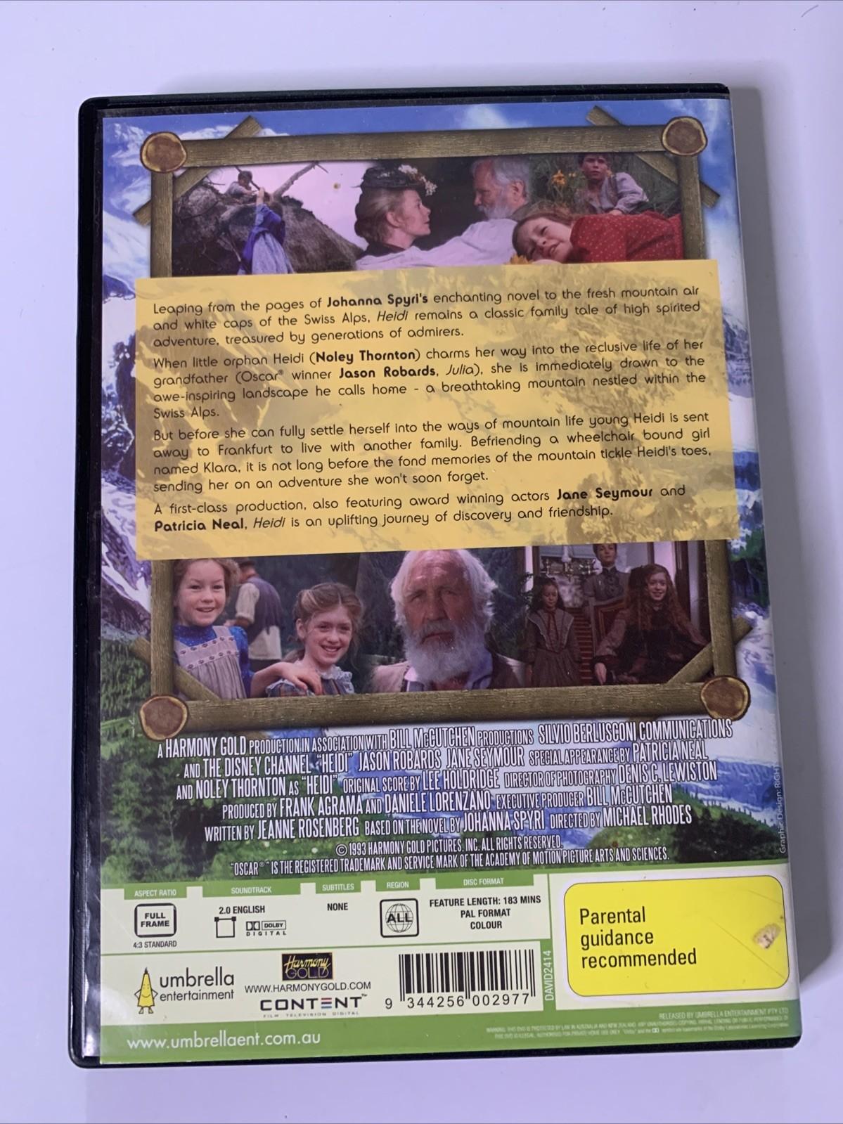 Heidi (DVD, 1993) Jason Robards, Jane Seymour, Patricia Neal  All Regions