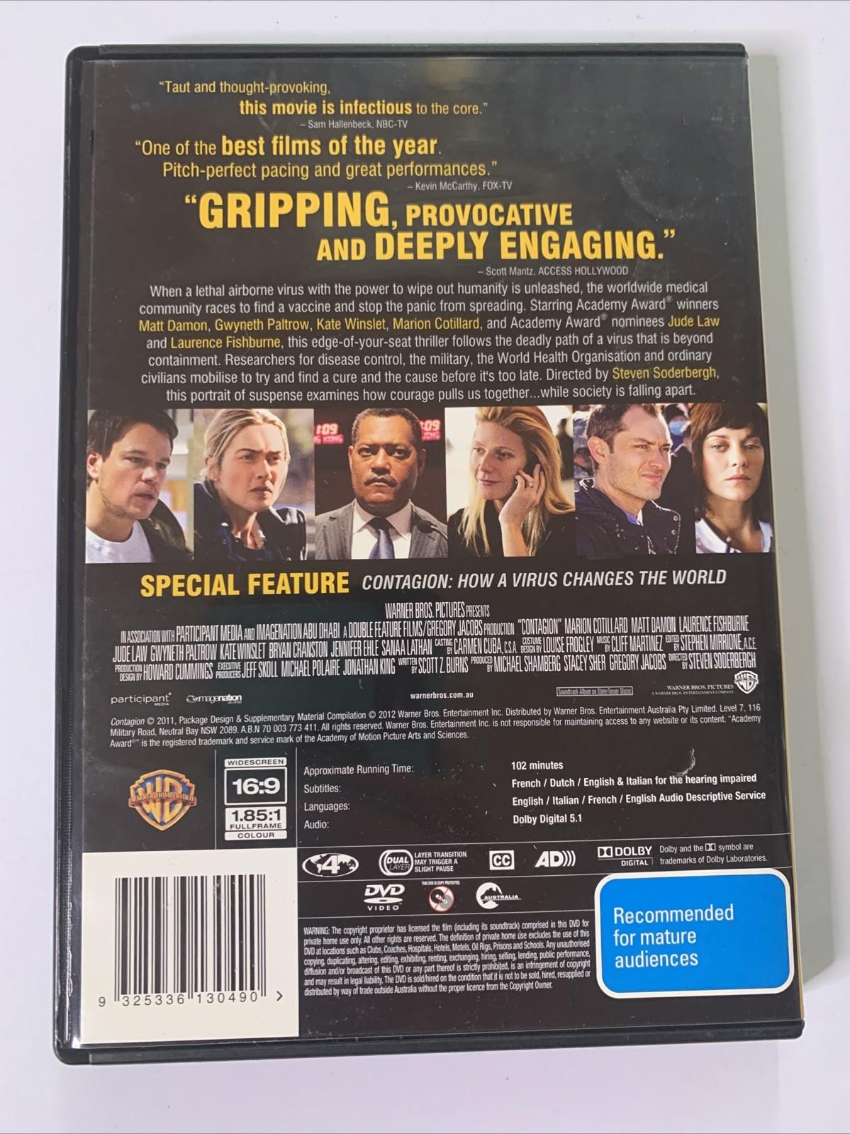 Contagion (DVD, 2011) Matt Damon, Gwyneth Paltrow, Kate Winslet Region 4