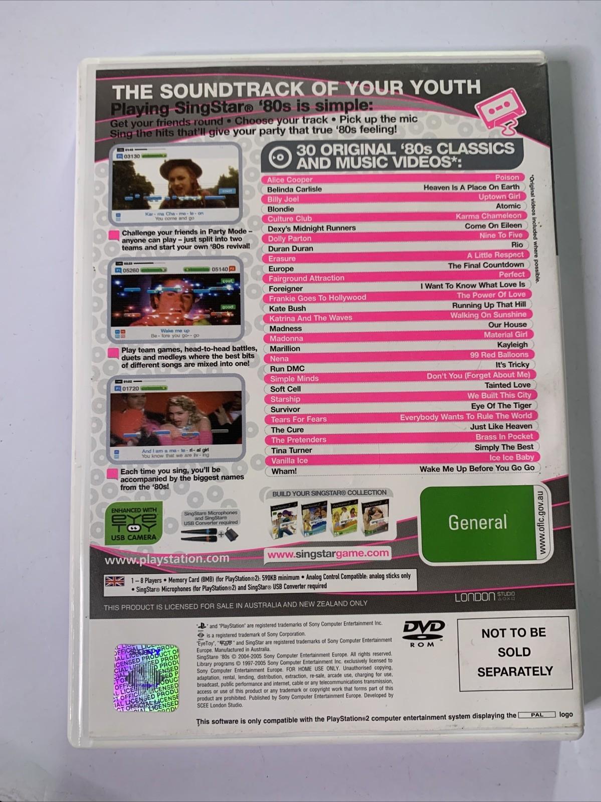 SingStar 80's PS2 Sony PlayStation PAL Game