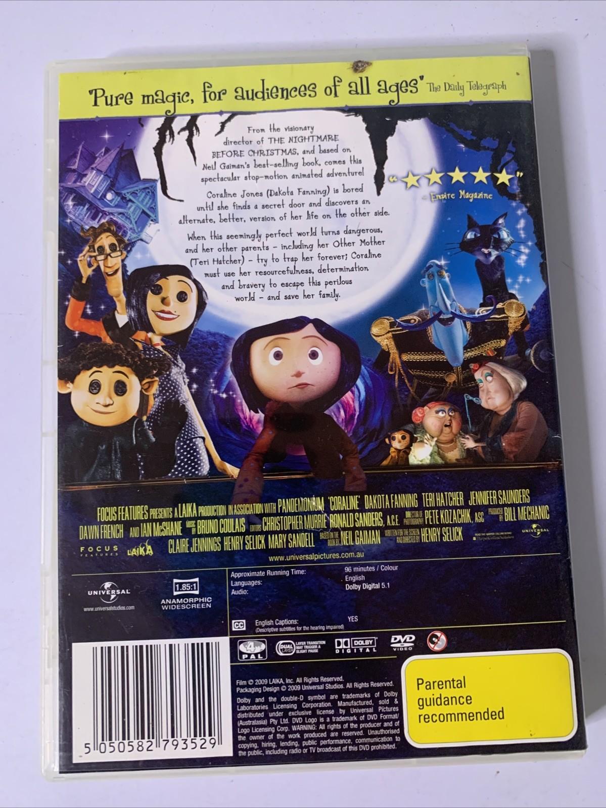 Coraline (DVD, 2009) Dakota Fanning, Teri Hatcher Animation Region 4