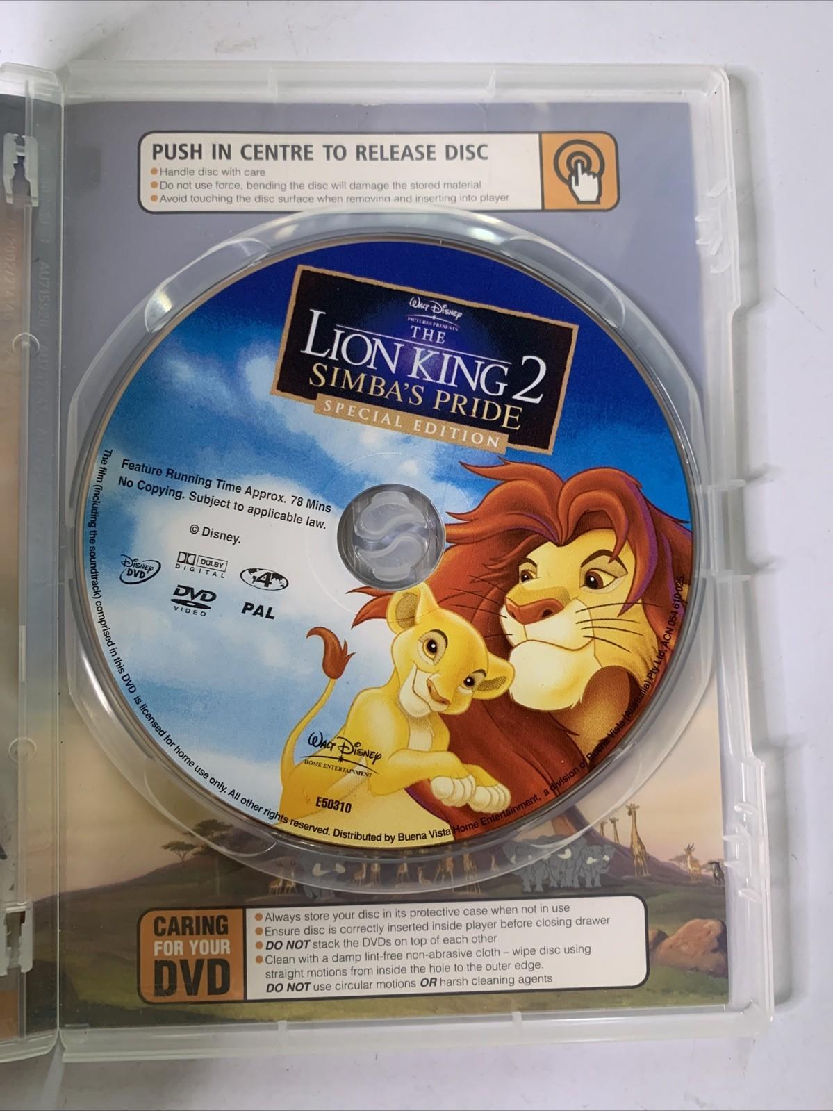 The Lion King 2: Simba's Pride (DVD, 1998) Disney Animated Film Region 4