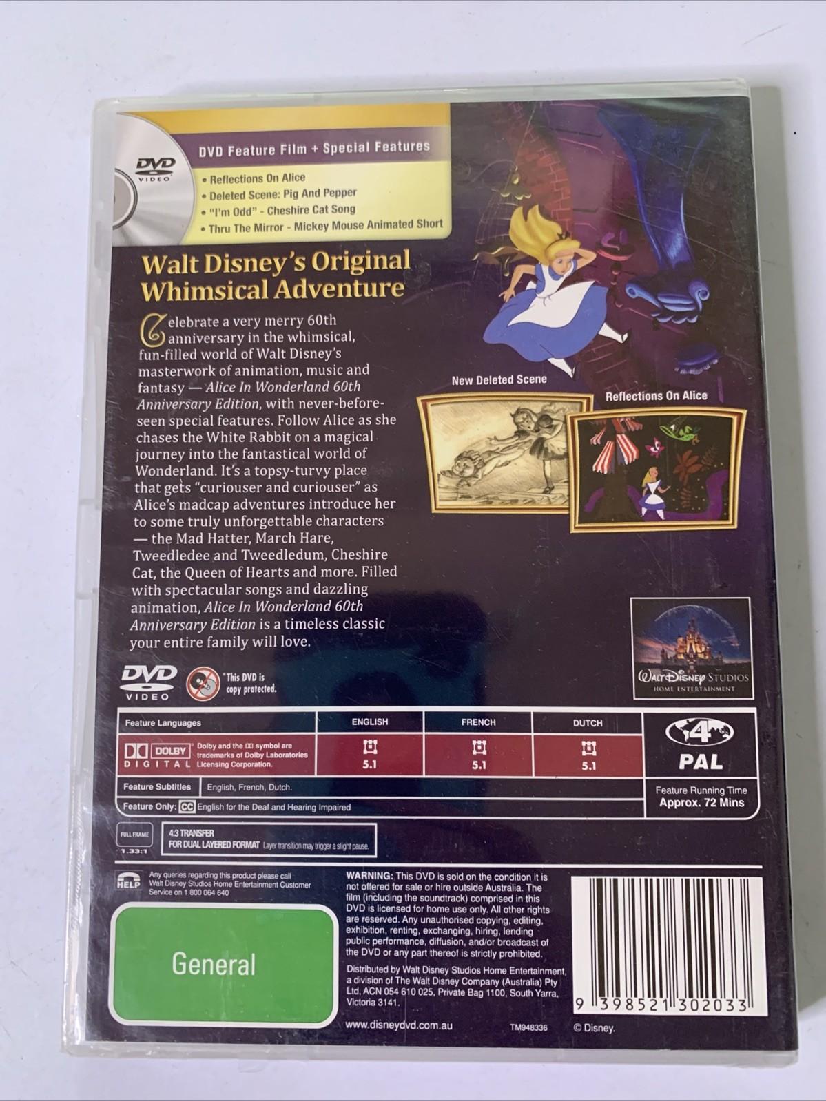 Alice In Wonderland (60th Anniversary Edition, DVD, 1951) Disney Region 4 NEW