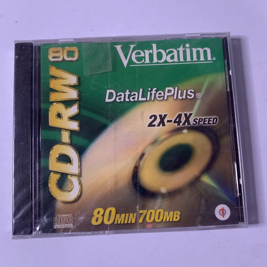 Verbatim CD-RW 80min 700MB DataLifePlus 2X-4X Speed NEW Sealed